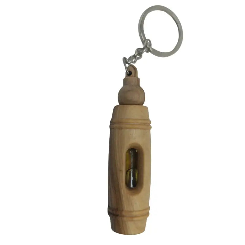 Handcrafted olive wood keychain with encased pure oil – unique and symbolic gift keychain