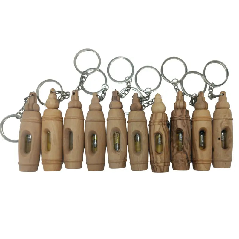 Handcrafted olive wood keychain with encased pure oil – unique and symbolic gift 10 keychain