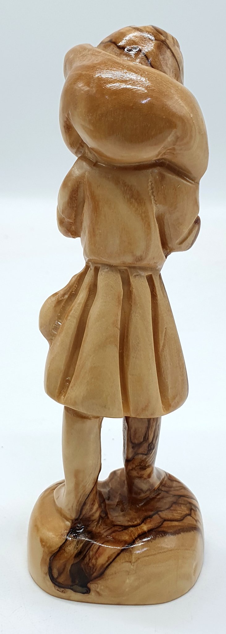 Handcrafted Olive Wood Modern Shepherd Holding Lamb - The Good Shepherd Sculpture | Artisan Craft from Bethlehem - Zuluf