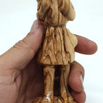 Handcrafted Olive Wood Modern Shepherd Holding Lamb - The Good Shepherd Sculpture | Artisan Craft from Bethlehem - Zuluf