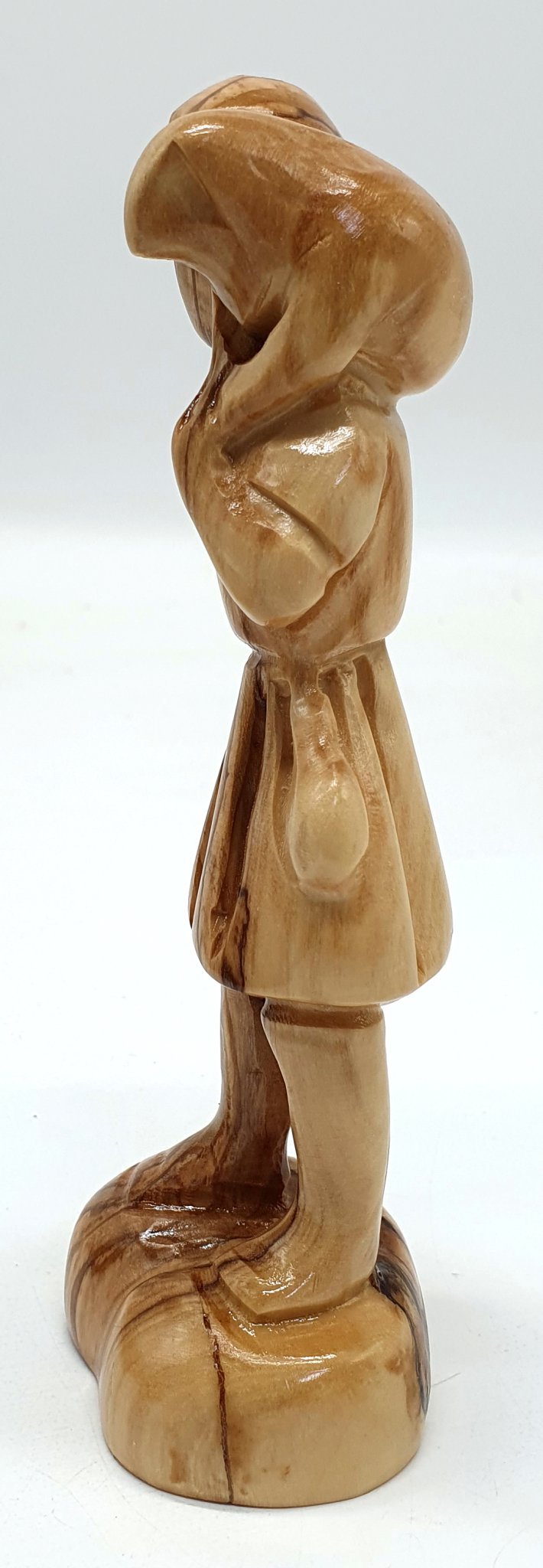 Handcrafted Olive Wood Modern Shepherd Holding Lamb - The Good Shepherd Sculpture | Artisan Craft from Bethlehem - Zuluf