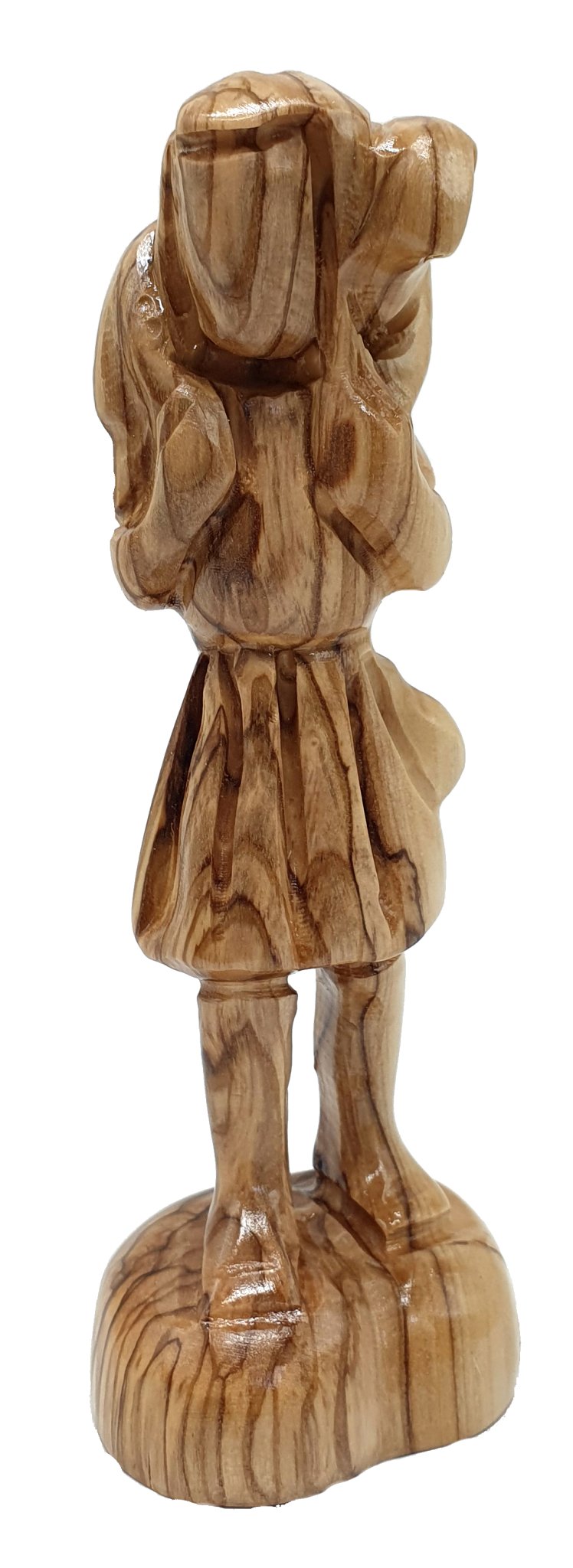 Handcrafted Olive Wood Modern Shepherd Holding Lamb - The Good Shepherd Sculpture | Artisan Craft from Bethlehem - Zuluf