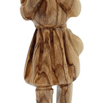 Handcrafted Olive Wood Modern Shepherd Holding Lamb - The Good Shepherd Sculpture | Artisan Craft from Bethlehem - Zuluf