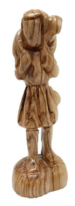 Handcrafted Olive Wood Modern Shepherd Holding Lamb - The Good Shepherd Sculpture | Artisan Craft from Bethlehem - Zuluf