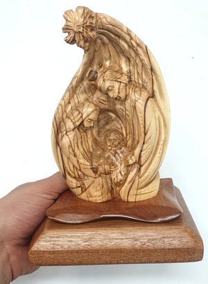 Handcrafted Olive Wood Nativity Scene - Authentic Bethlehem Holy Art | Premium Quality Christmas Decor & Religious Gift - Zuluf