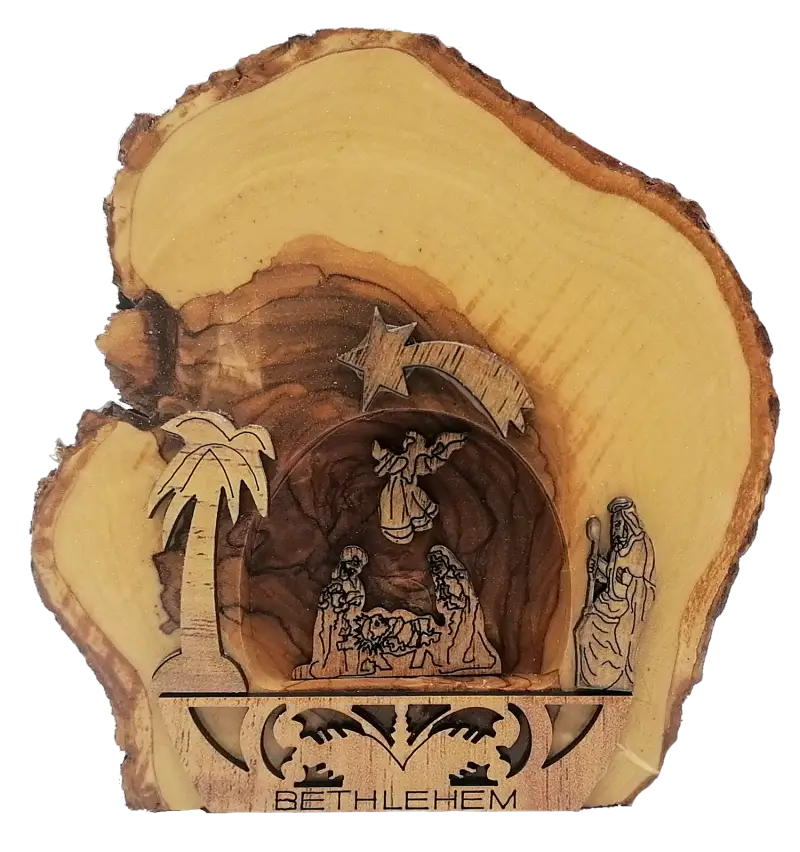 Handcrafted olive wood nativity scene ornament from bethlehem - nativities