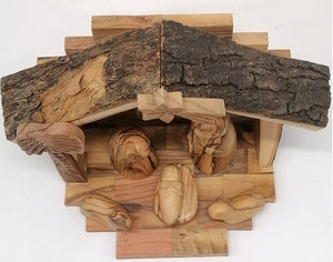 Handcrafted Olive Wood Nativity Set – Made in Bethlehem | Authentic Holy Land Decor & Gift 5.5x8x4.3" - Zuluf