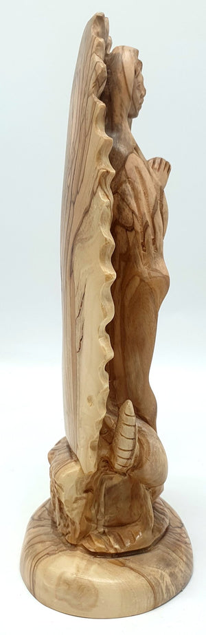 Handcrafted Olive Wood Our Lady of Guadalupe Statue from Bethlehem | Virgin Mary Religious Sculpture - Zuluf