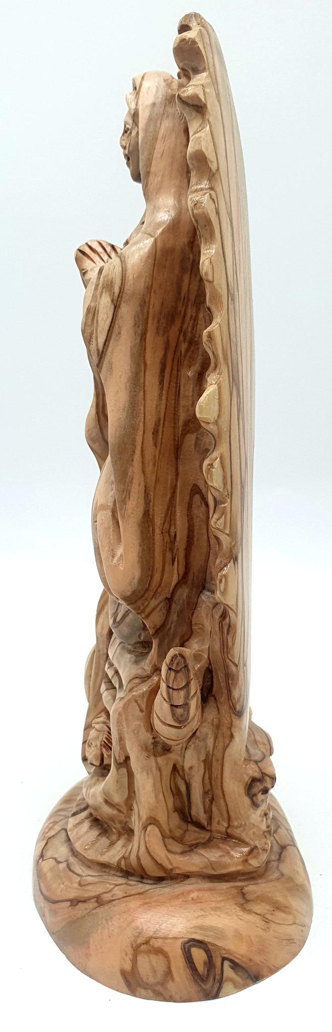 Handcrafted Olive Wood Our Lady of Guadalupe Statue from Bethlehem | Virgin Mary Religious Sculpture - Zuluf