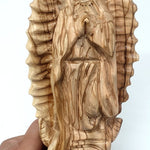 Handcrafted Olive Wood Our Lady of Guadalupe Statue from Bethlehem | Virgin Mary Religious Sculpture - Zuluf