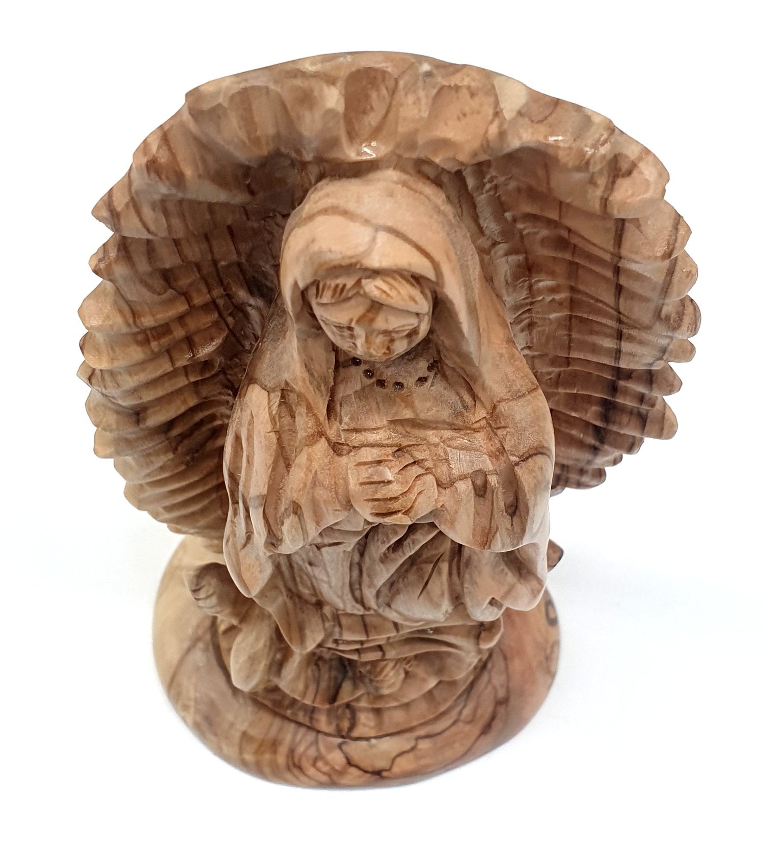 Handcrafted Olive Wood Our Lady of Guadalupe Statue from Bethlehem | Virgin Mary Religious Sculpture - Zuluf