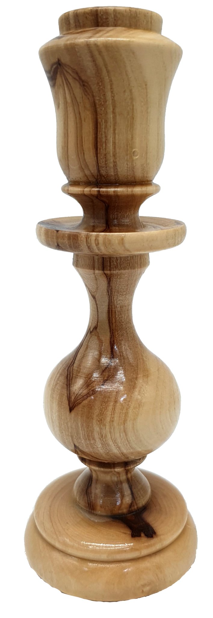 Handcrafted Olive Wood Sabbath Candlesticks from Bethlehem – Elegant Religious Decor & Gift | 6.2x2.2x2.2", 125g - Zuluf