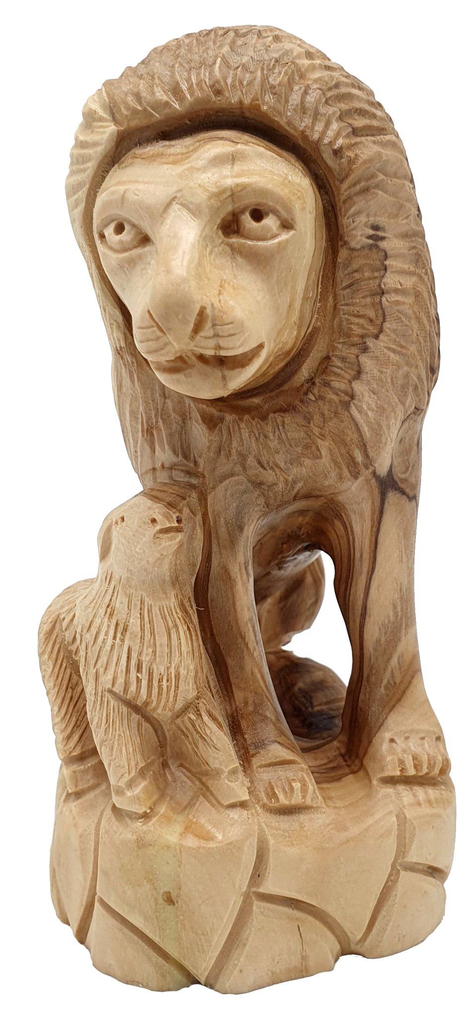 Handcrafted Olive Wood Sculpture of The Lamb with The Lion – Symbol of Peace and Harmony | Authentic Bethlehem Craft - Zuluf