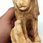 Handcrafted Olive Wood Sculpture of The Lamb with The Lion – Symbol of Peace and Harmony | Authentic Bethlehem Craft - Zuluf