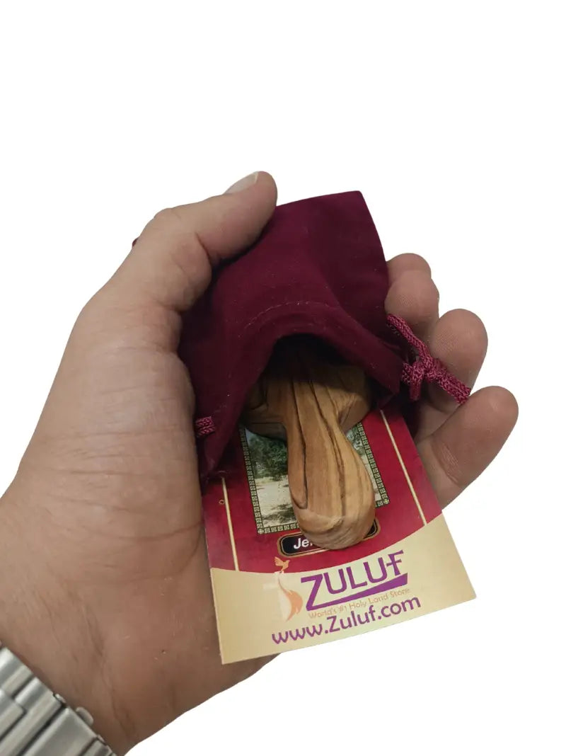 Handcrafted smooth olive wood cross keychain – 2.4 x 1.4 inches comfort keychain