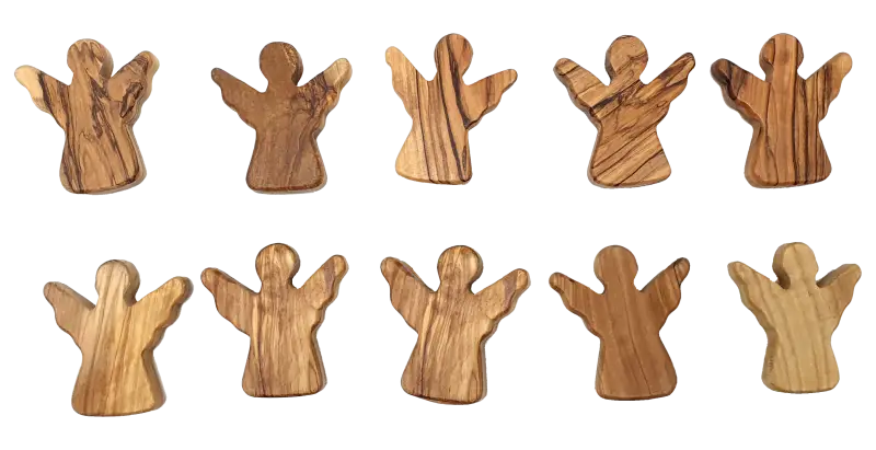 Handheld olive wood guardian angel figurine from zuluf - 10