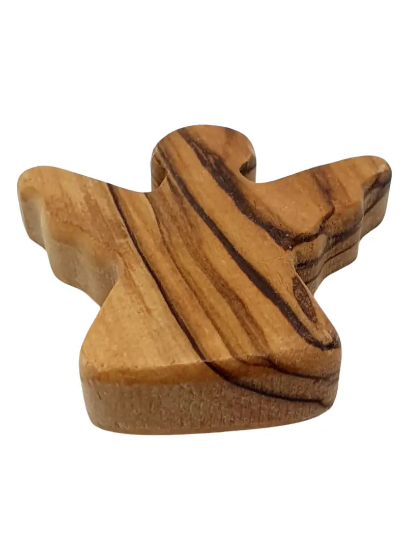 Handheld olive wood guardian angel figurine from zuluf
