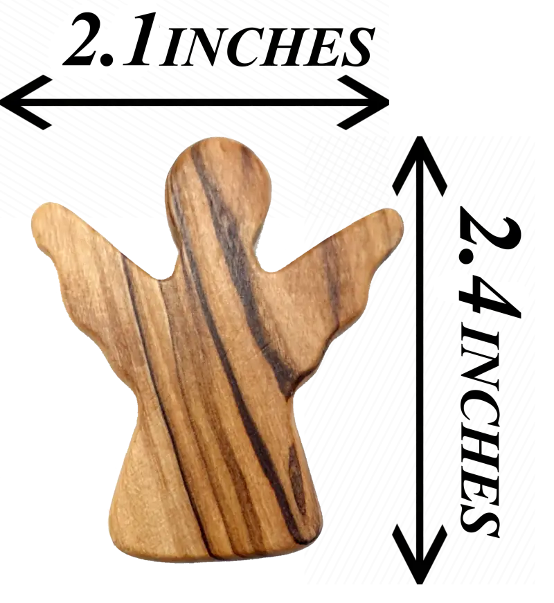 Handheld olive wood guardian angel figurine from zuluf