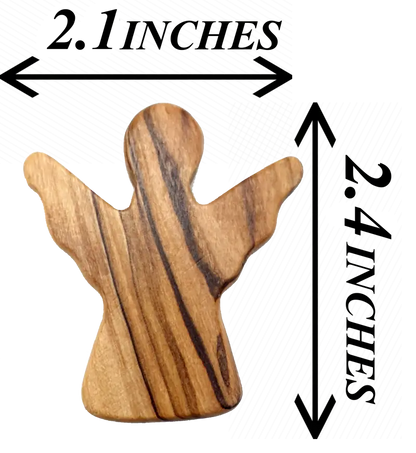 Handheld olive wood guardian angel figurine from zuluf
