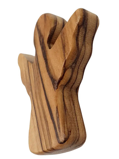 Handheld olive wood guardian angel figurine from zuluf