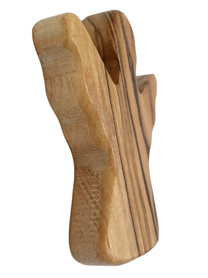 Handheld olive wood guardian angel figurine from zuluf