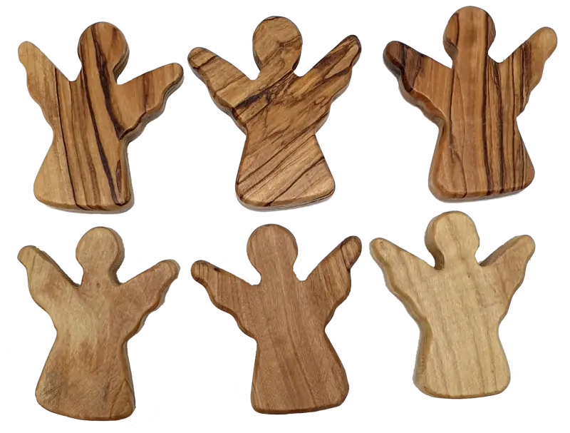 Handheld olive wood guardian angel figurine from zuluf - 6