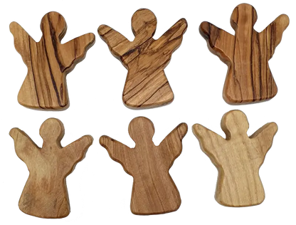 Handheld olive wood guardian angel figurine from zuluf - 6