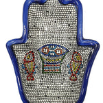 Handmade Ceramic Hamsa Plate - Hand of Fatima from Hebron | Authentic Artisanal Pottery - Zuluf