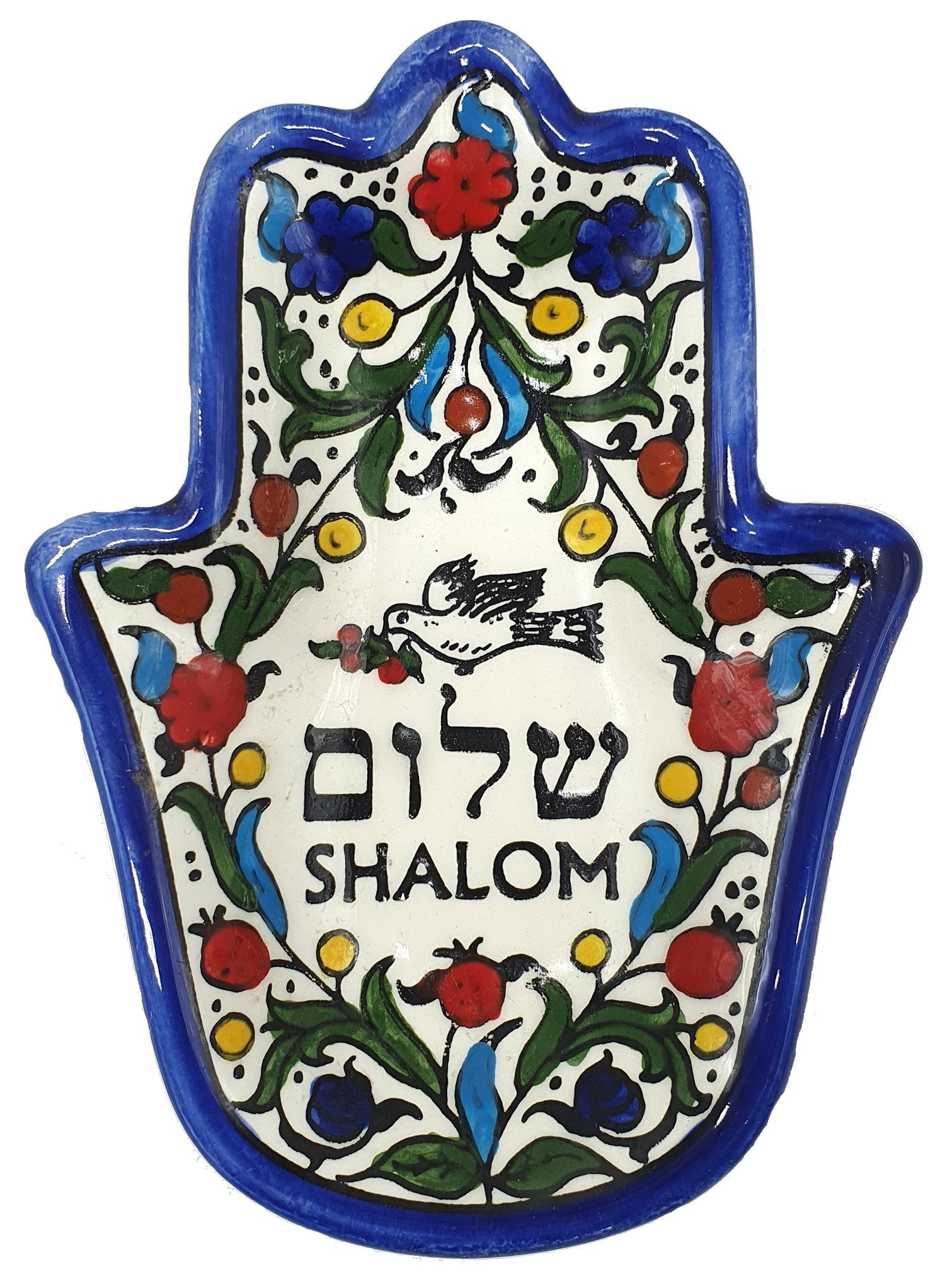 Handmade Ceramic Hamsa Plate - Hand of Fatima from Hebron | Authentic Artisanal Pottery - Zuluf