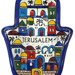 Handmade Ceramic Hamsa Plate - Hand of Fatima from Hebron | Authentic Artisanal Pottery - Zuluf