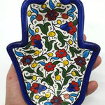 Handmade Ceramic Hamsa Plate - Hand of Fatima from Hebron | Authentic Artisanal Pottery - Zuluf