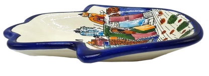 Handmade ceramic hamsa plate from hebron authentic pottery decor