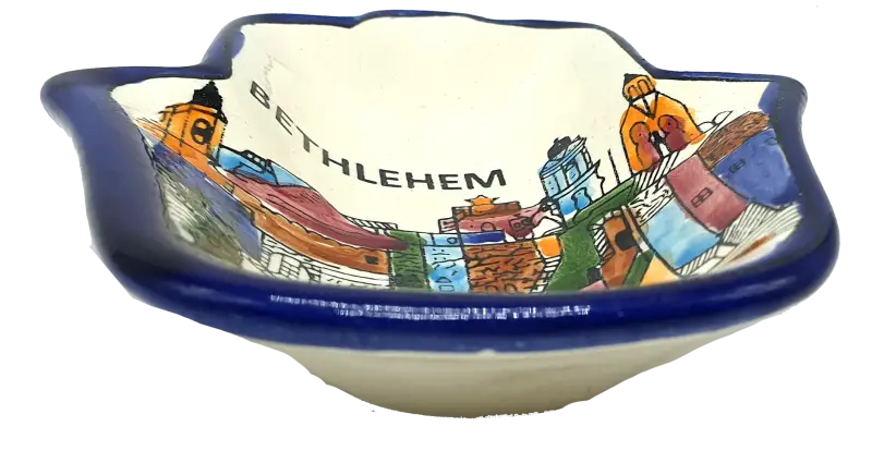 Handmade ceramic hamsa plate from hebron authentic pottery decor