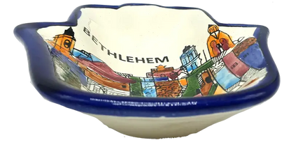 Handmade ceramic hamsa plate from hebron authentic pottery decor