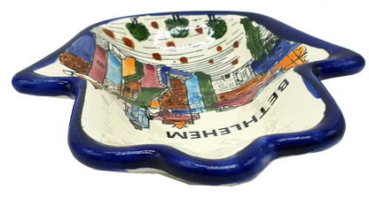 Handmade ceramic hamsa plate from hebron authentic pottery decor