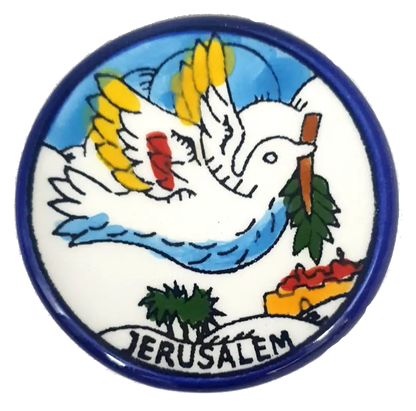 Handmade ceramic magnet authentic palestinian artisanal souvenir - cr025 peace dove
