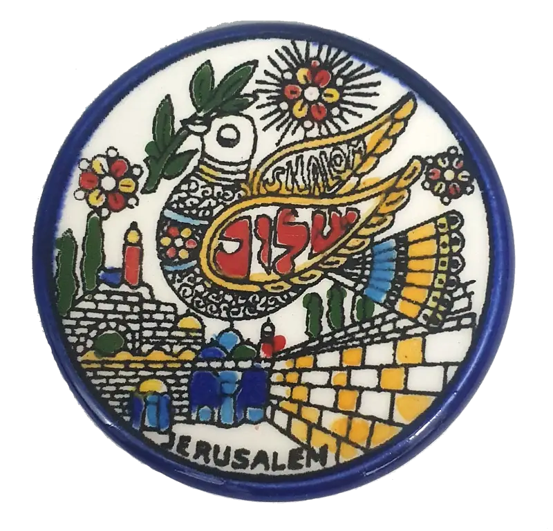 Handmade ceramic magnet authentic palestinian artisanal souvenir - cr023 jerusalem
