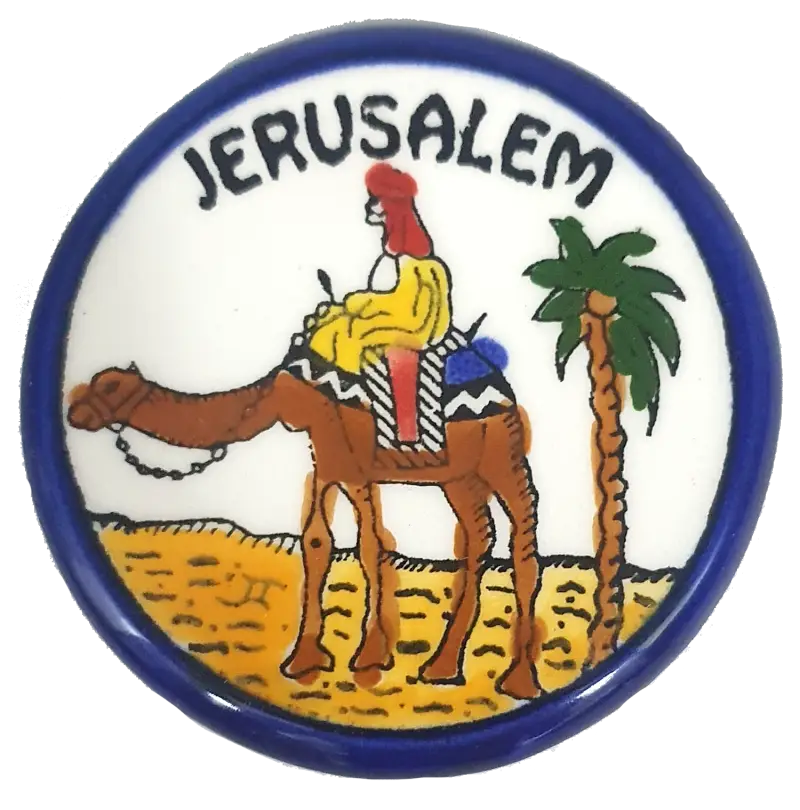 Handmade ceramic magnet authentic palestinian artisanal souvenir - cr024 jerusalem