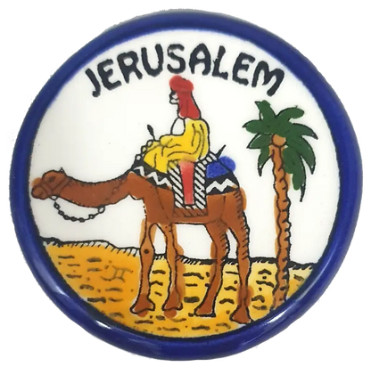 Handmade ceramic magnet authentic palestinian artisanal souvenir - cr024 jerusalem