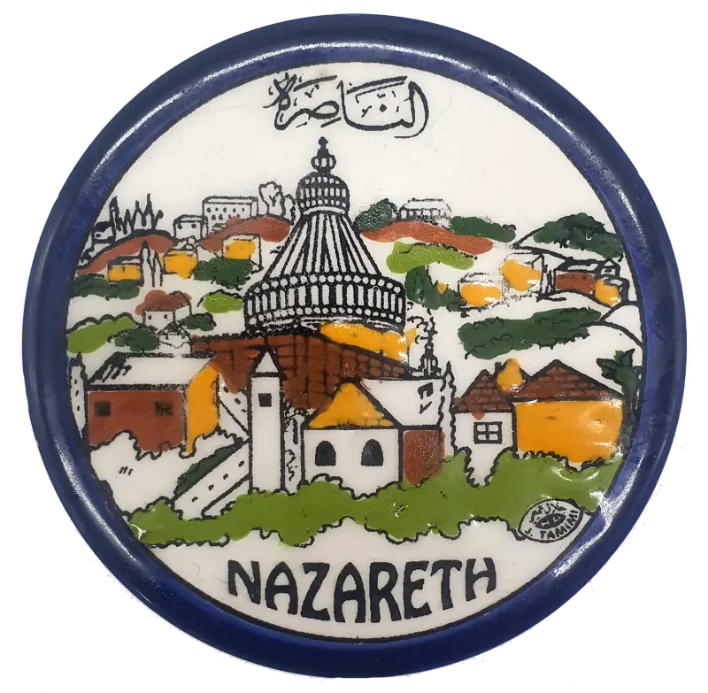 Handmade ceramic saucer authentic palestinian pottery 3.5 inch - 0r013 nazareth
