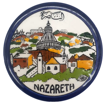 Handmade ceramic saucer authentic palestinian pottery 3.5 inch - 0r013 nazareth