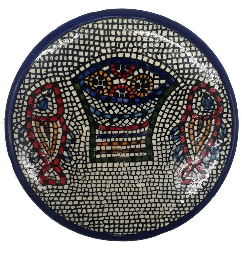 Handmade ceramic saucer authentic palestinian pottery 3.5 inch - cr012 tabgha