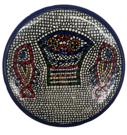 Handmade ceramic saucer authentic palestinian pottery 3.5 inch - cr012 tabgha
