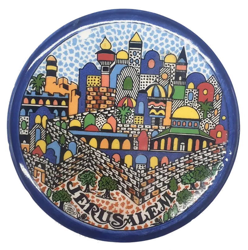 Handmade ceramic saucer authentic palestinian pottery 3.5 inch - cr014 jerusalem
