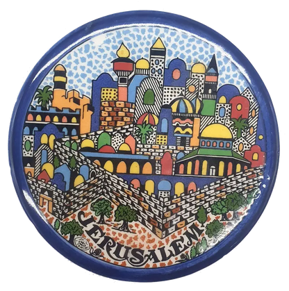 Handmade ceramic saucer authentic palestinian pottery 3.5 inch - cr014 jerusalem