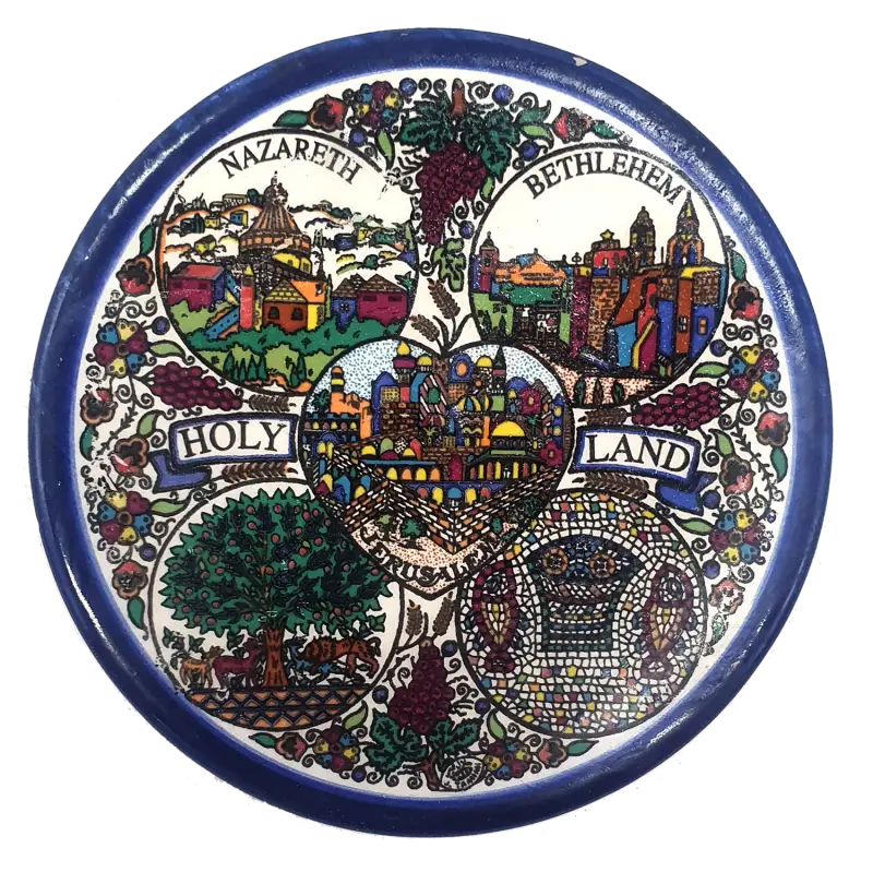 Handmade ceramic saucer authentic palestinian pottery 3.5 inch - cr015 holy land