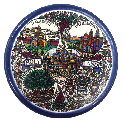 Handmade ceramic saucer authentic palestinian pottery 3.5 inch - cr015 holy land