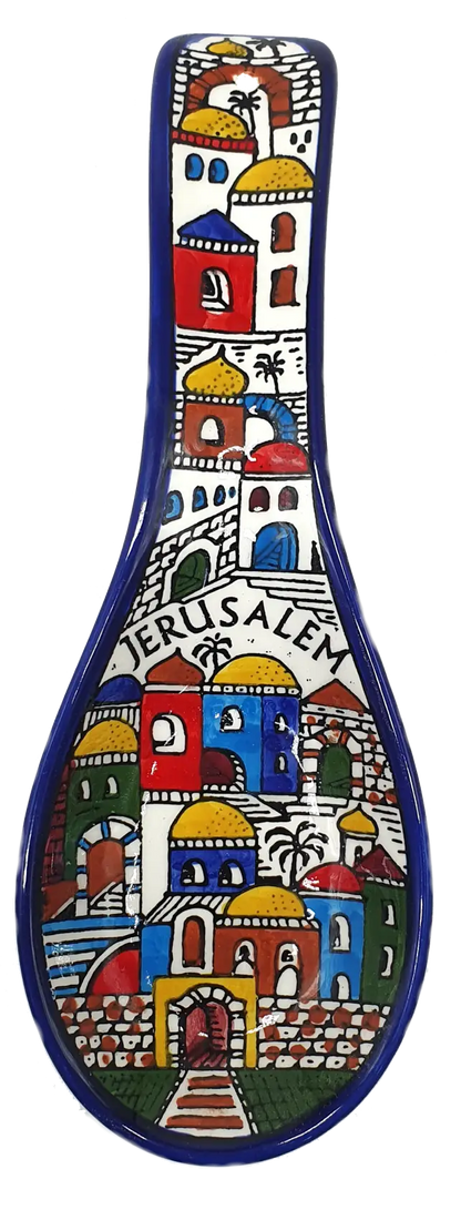 Handmade ceramic spoon rest hebron pottery by palestinian artisans