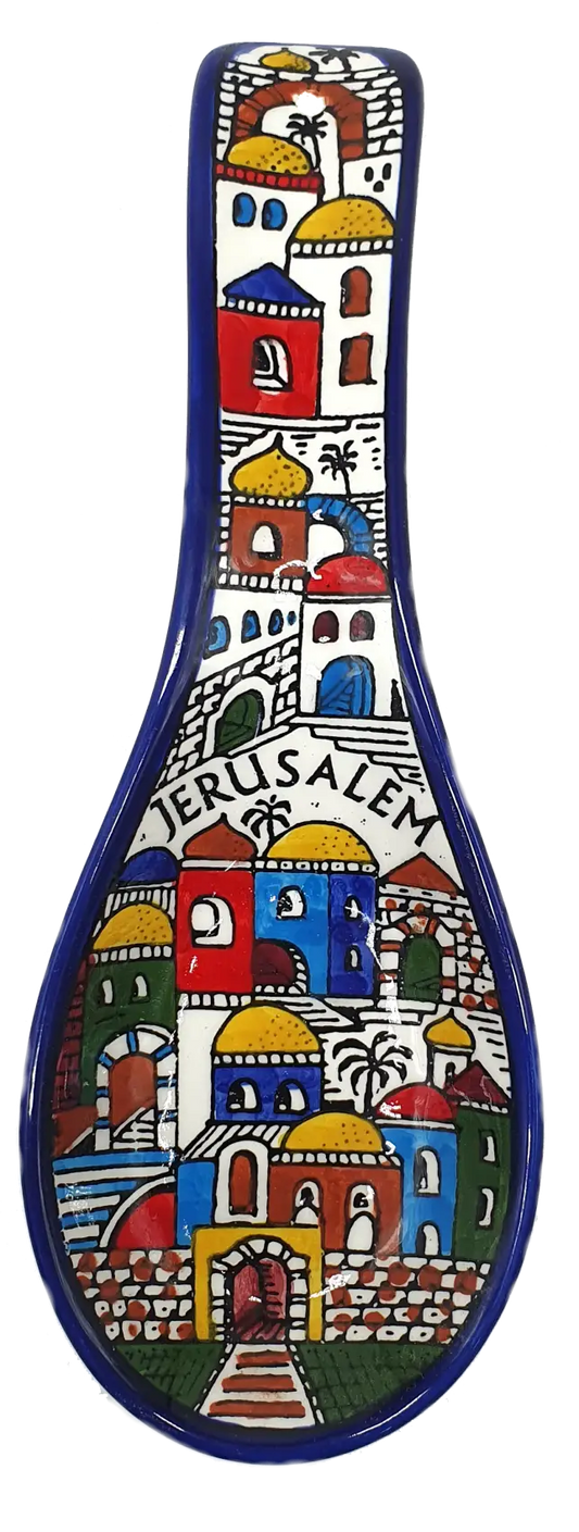 Handmade ceramic spoon rest hebron pottery by palestinian artisans