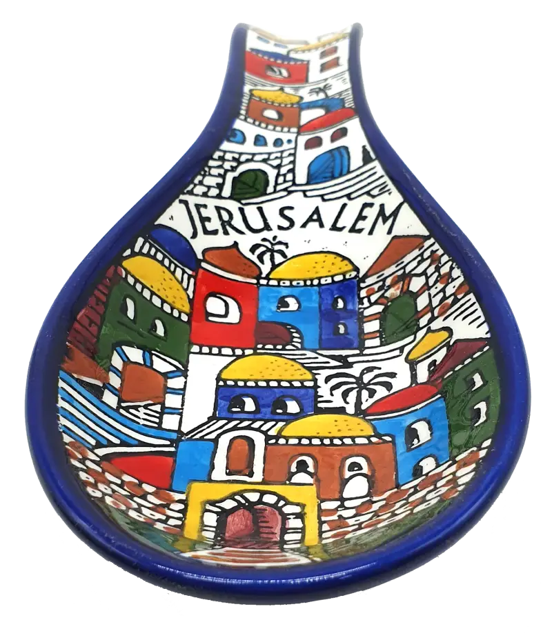 Handmade ceramic spoon rest hebron pottery by palestinian artisans